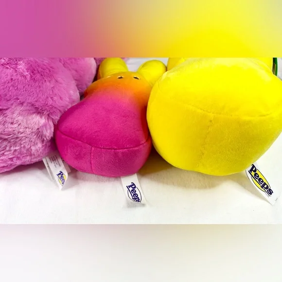 Peeps Bunny Rabbit Plush LOT Yellow Pink Furry 15” 10” 9” Ombre - Picture 5 of 6
